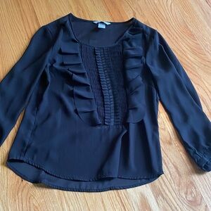 H&M Elegant Black Ruffle Blouse